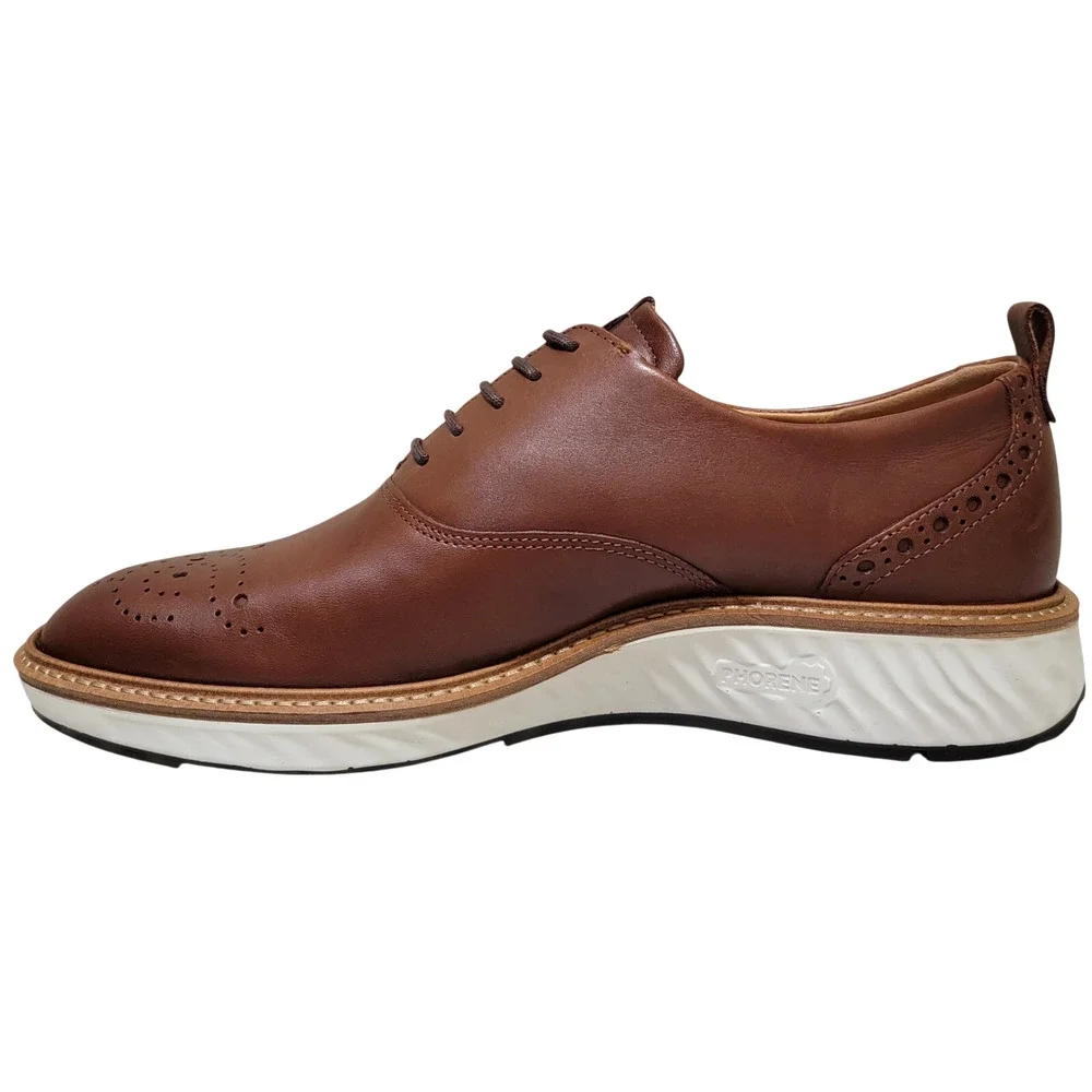 Ecco Men ST1 Hybrid Brogue Wingtip Oxfords Size EU 47 US 13 Cognac Brown Leather